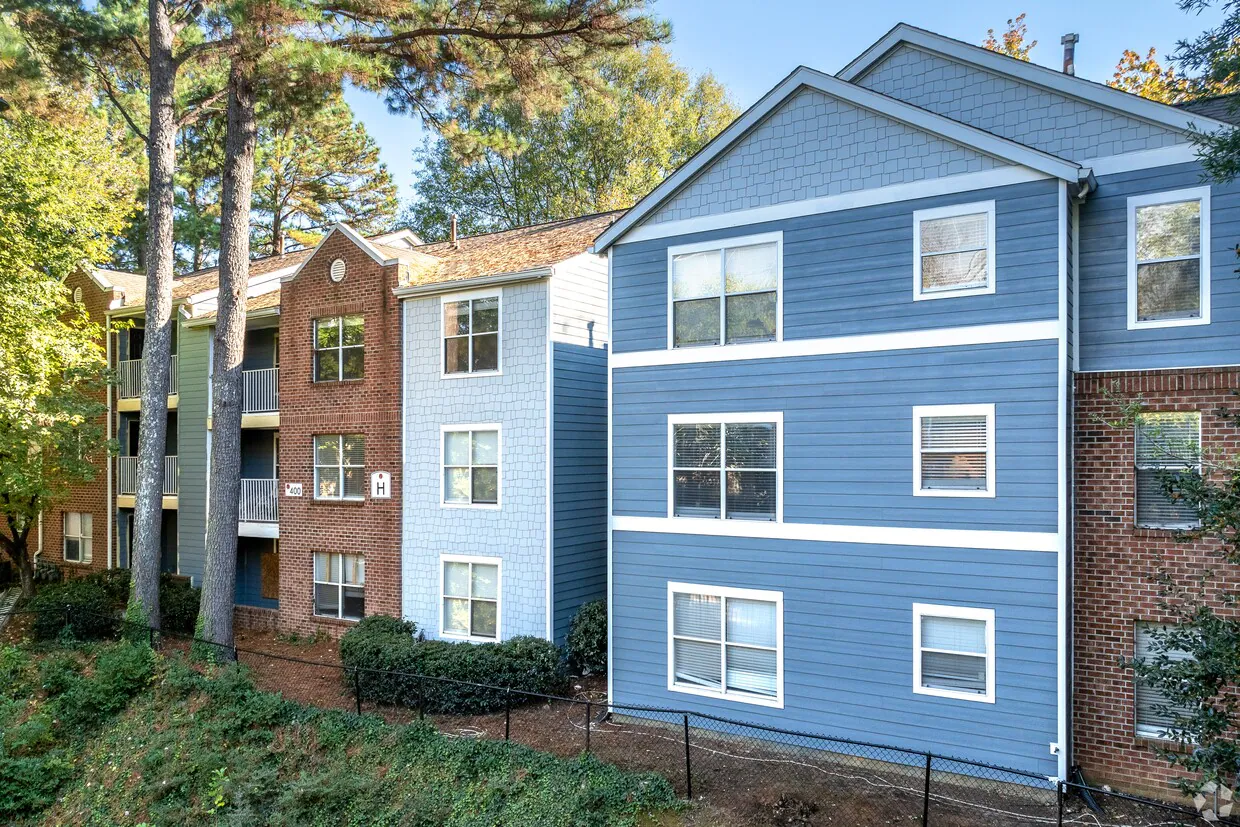 Apartment complex where a gas explosion caused significant damage to a vacant building.