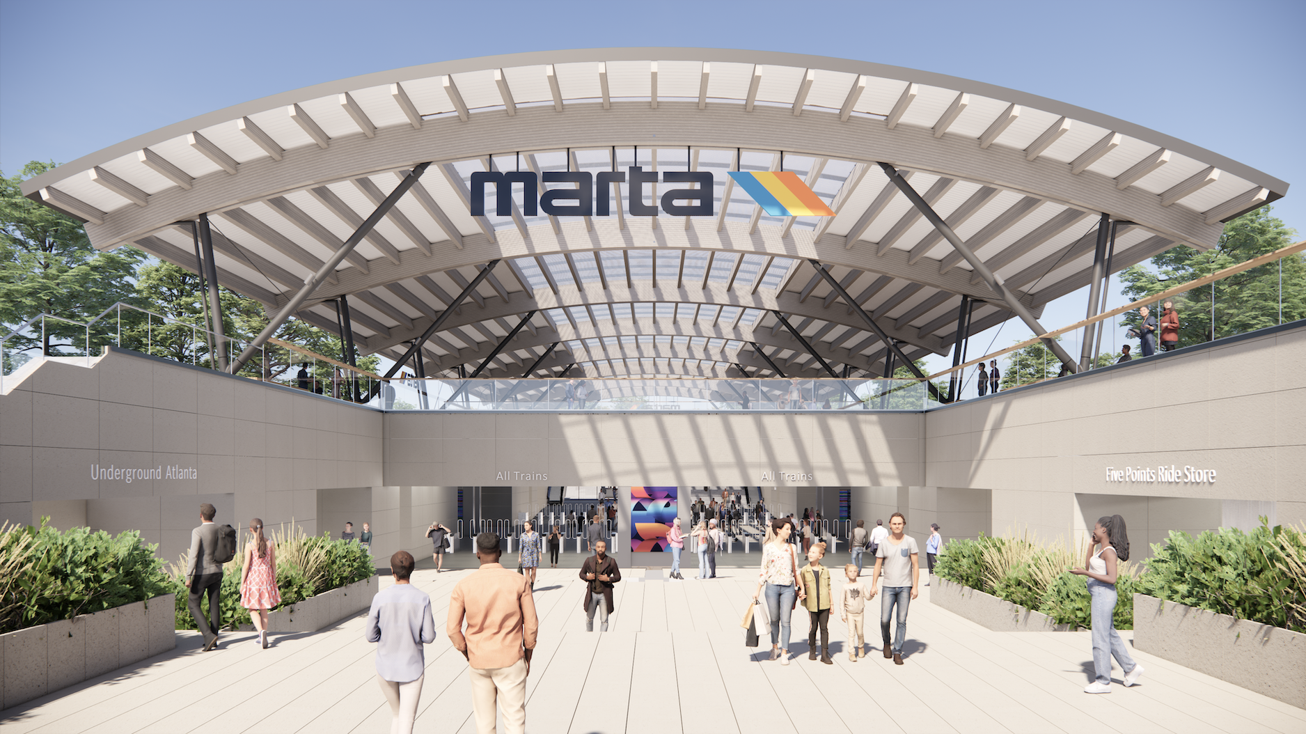 Front entrance of MARTA station in Atlanta, public transportation hub in Georgia