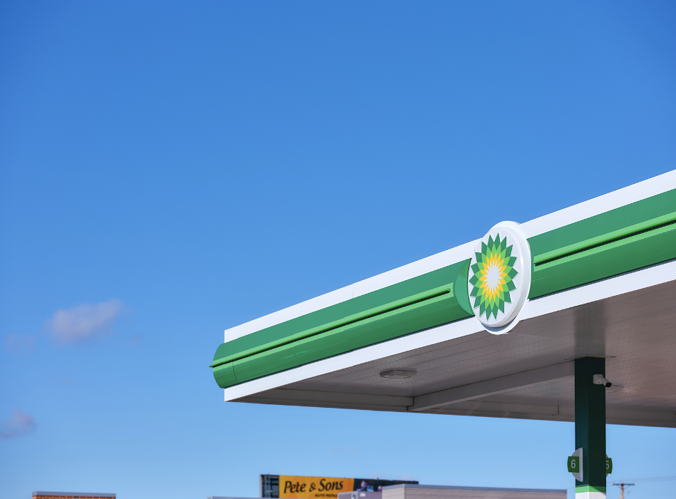 BP gas station logo on Moreland Avenue SE in Atlanta where fatal shooting is under investigation