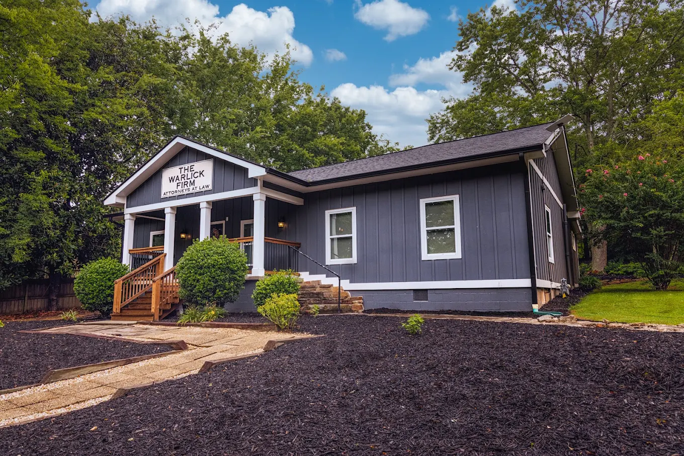 Front exterior of The Warlick Firm building, a Personal Injury law office located in Woodstock, Georgia.