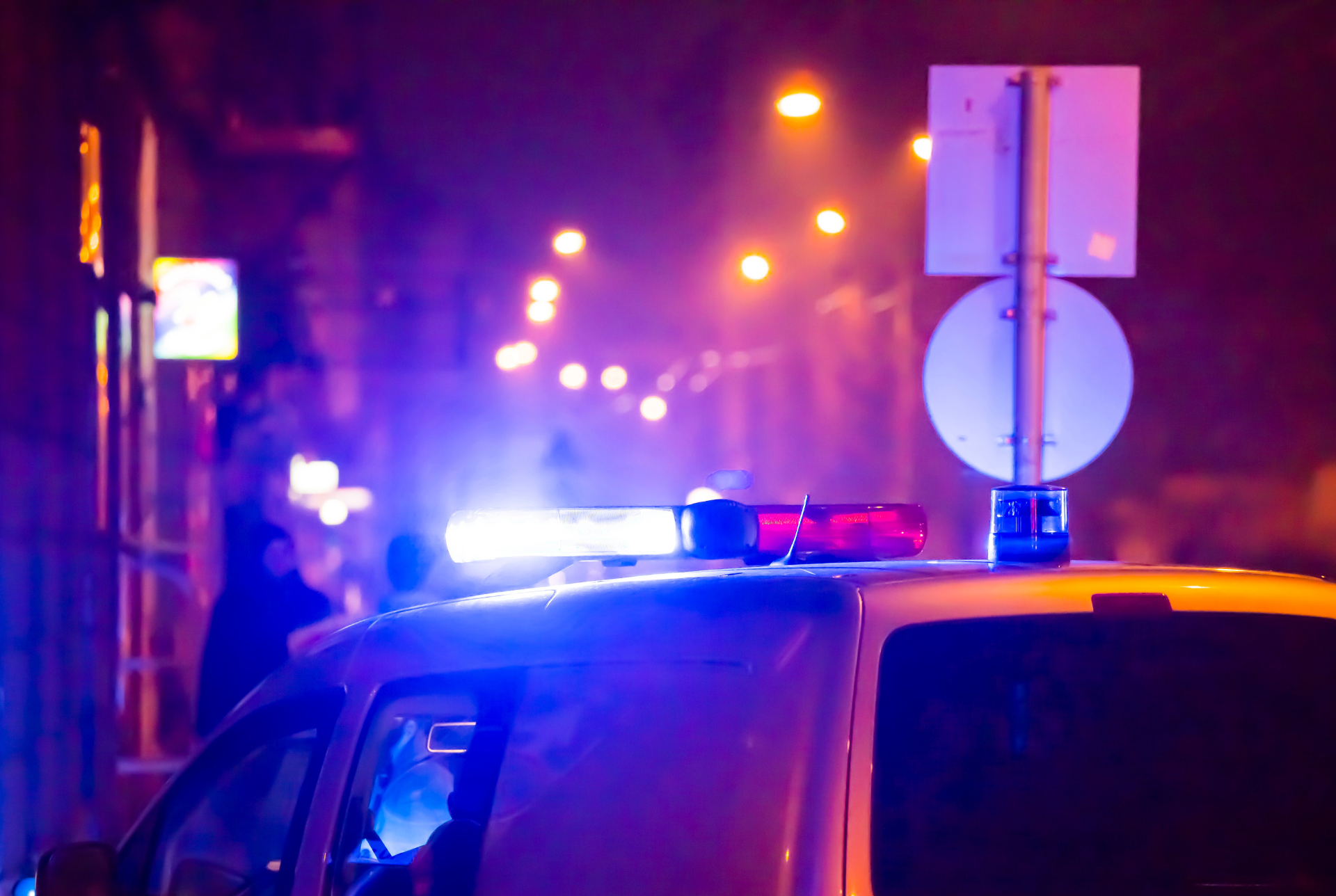 Police lights illustrating the shooting outside Nollywood lounge in Chamblee, Georgia, where Pedro Rodriguez Alzurutt was injured.